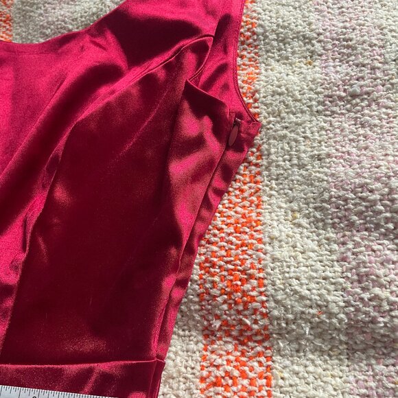 NWOT Dark Red Satin Christmas Mini Dress w Bow - Picture 13 of 14
